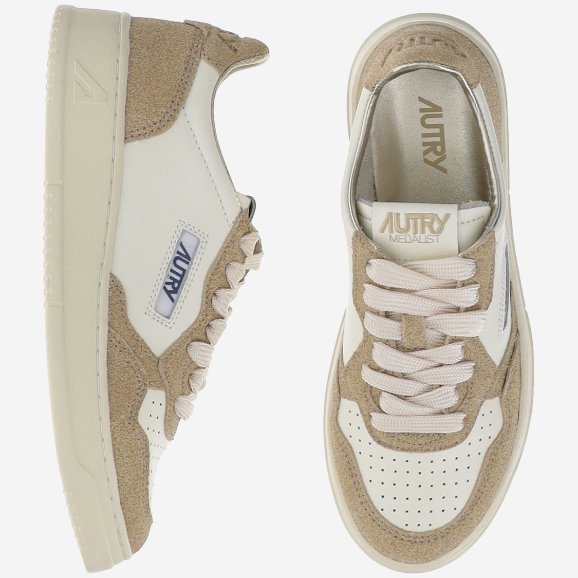 Autry Beige And Brown Leather Medalist Low Sneakers In Purple