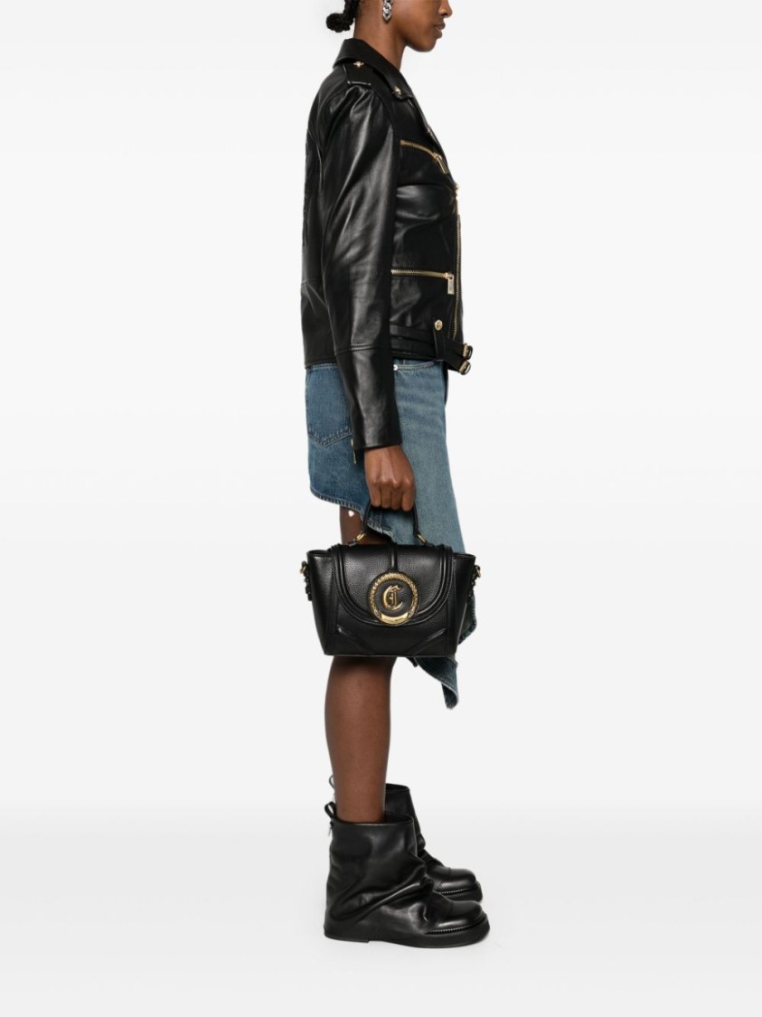 Just Cavalli Sleek Handbag With Iconic Logo And Spacious Interior In Black