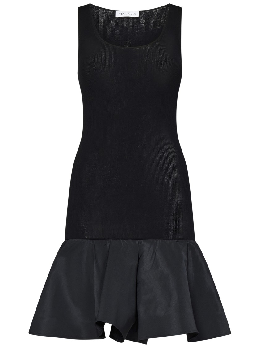 Nina Ricci Taffeta Peplum Knit Dress