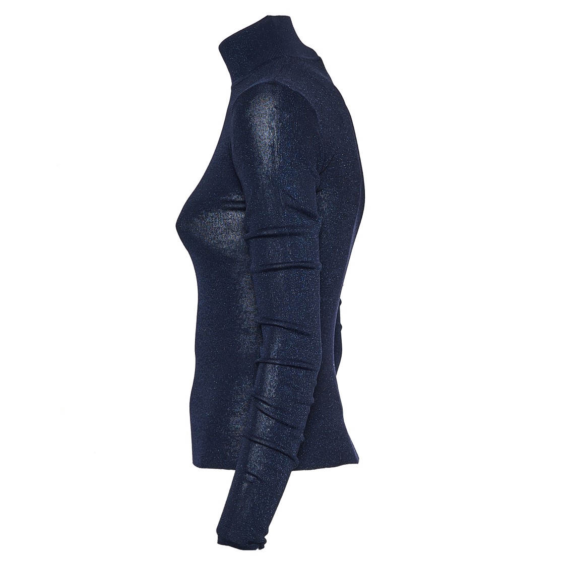 Self-portrait Fitted Navy Viscose Knit Top In Blue