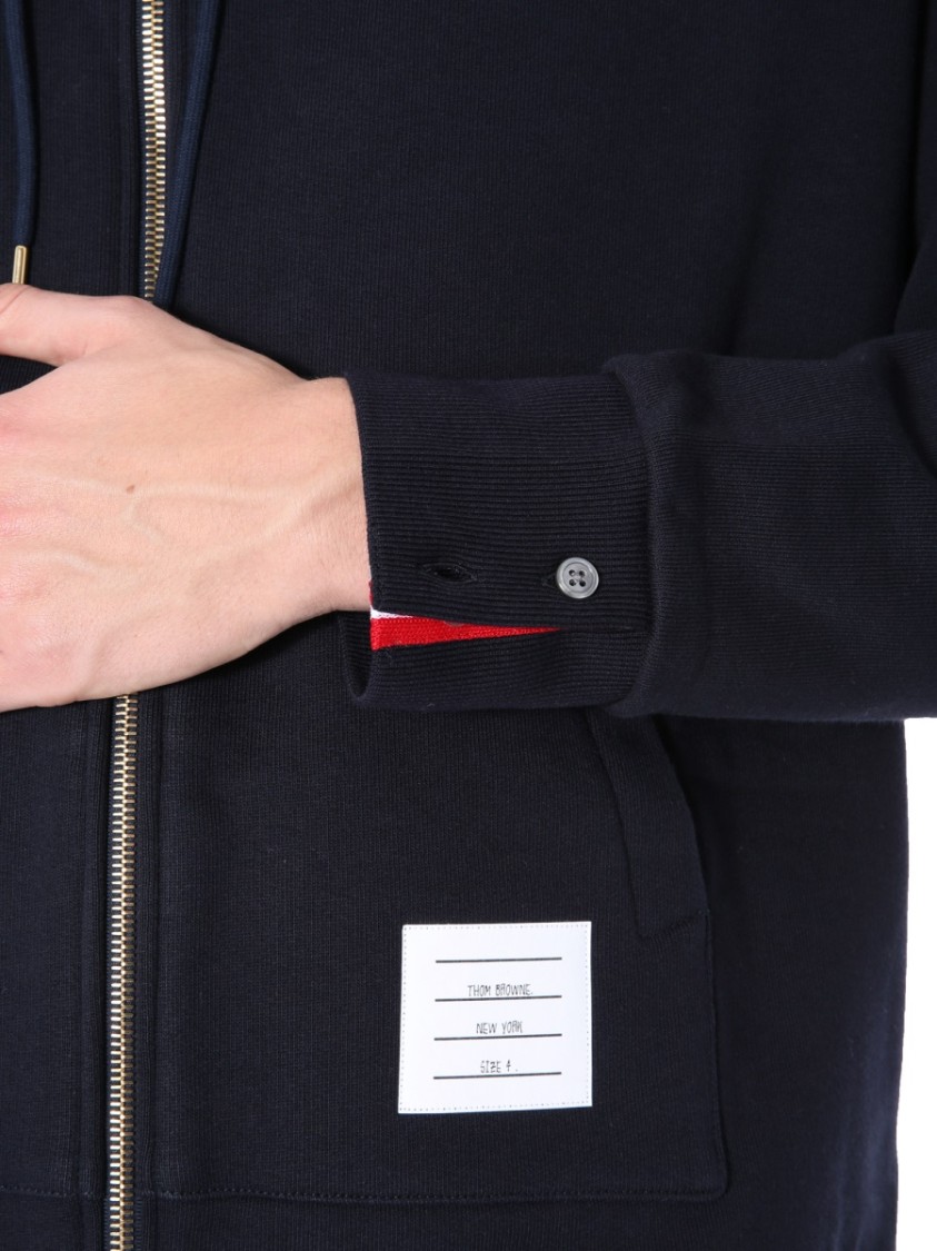 Thom Browne Classic Black Zip-up Hoodie With Contrasting Details In Black