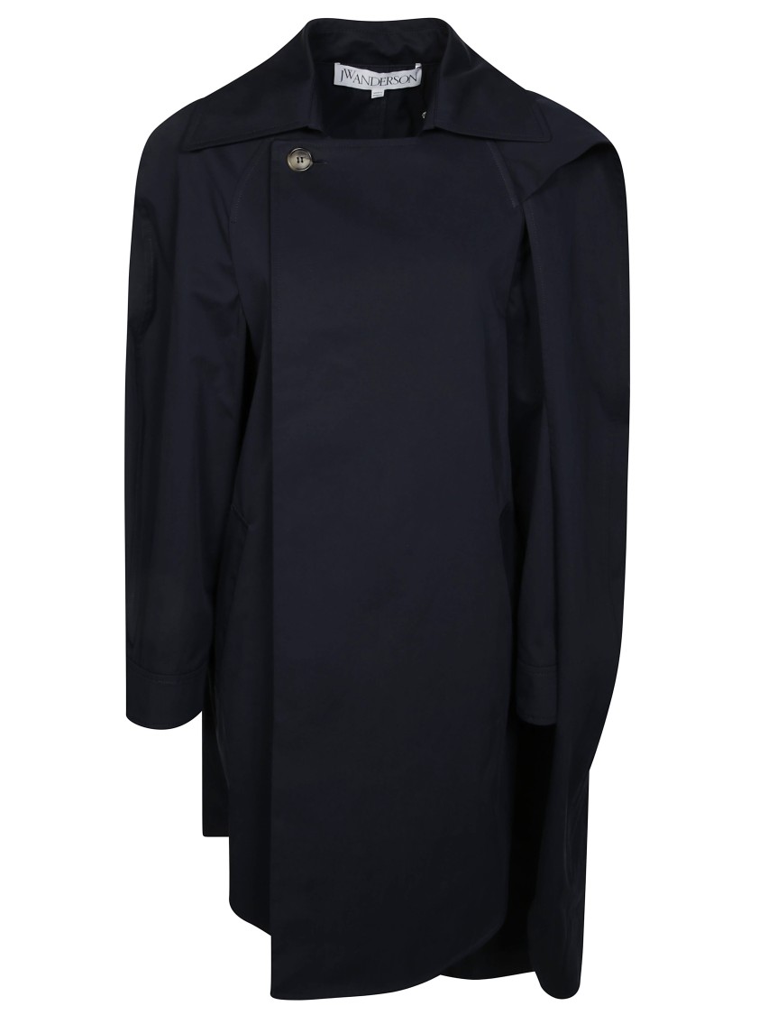 Jw Anderson J. W. Anderson Asymetric Cape Trench Coat In Blue