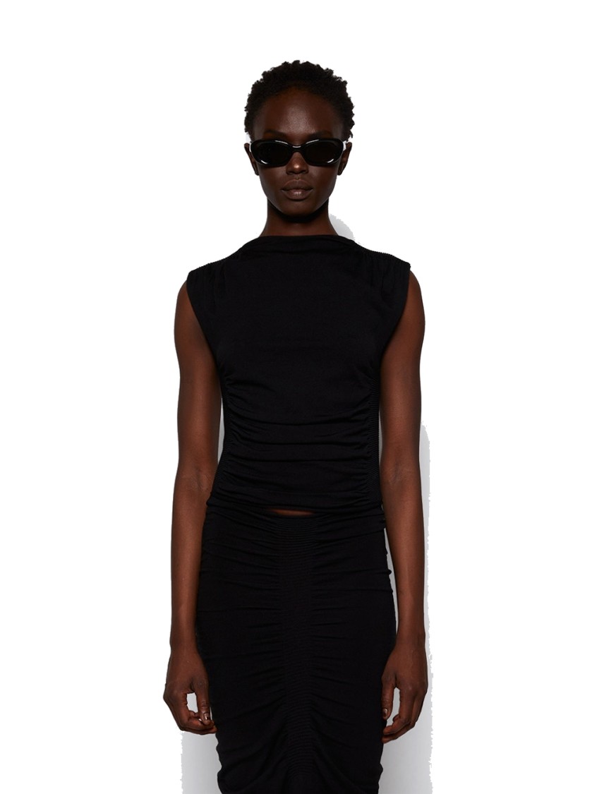 Alexander Wang Ruched Tank Top Black In Black