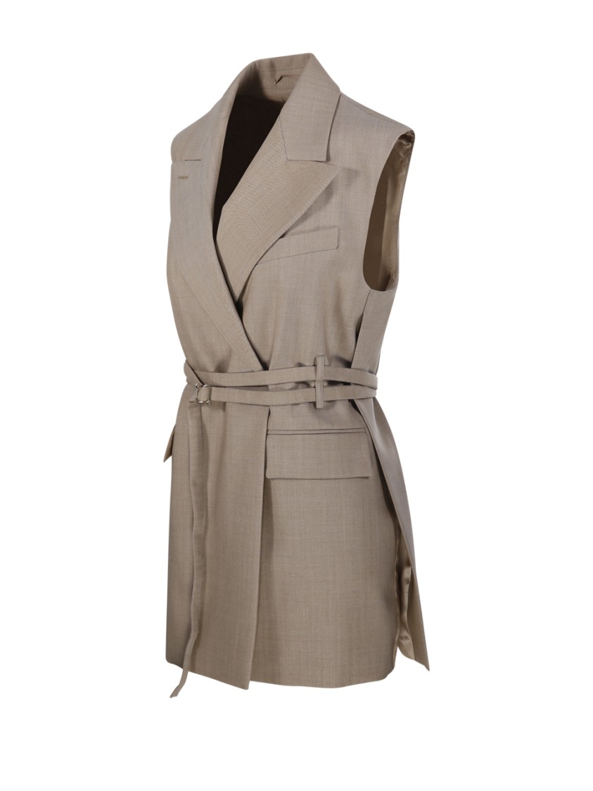 ボトムスその他 Max Mara Ciurma Sleeveless Blazer Long sleeveless wool blazer, beige shaded | 