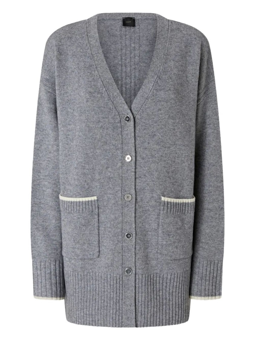 Pinko Cardigan Long À Col V In Gray