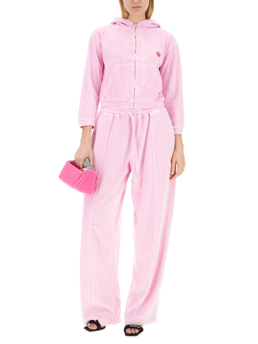 Alexander Wang T T By Alexander Wang Articulated Velour Track Pants In Pink
