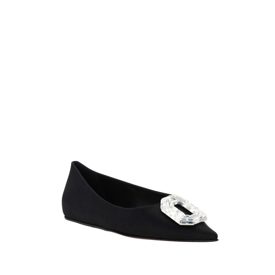 Shop Amina Muaddi Camellia Ballerina Flats In Black