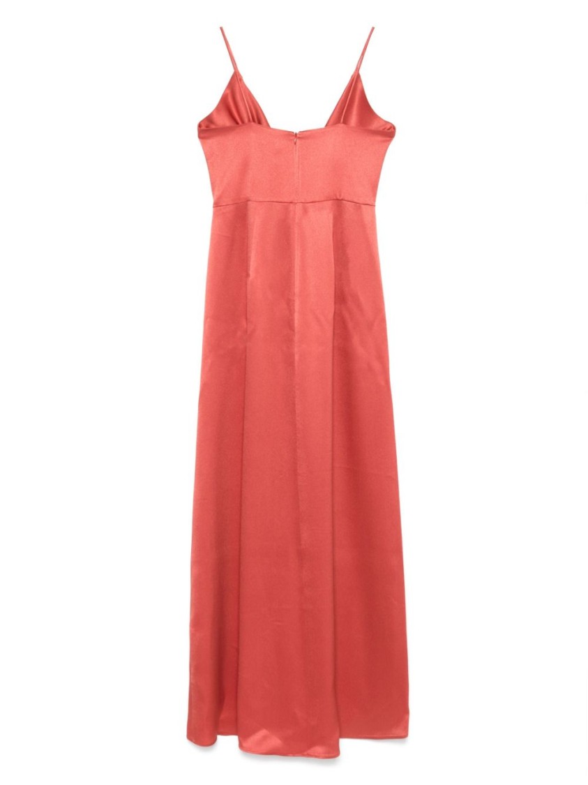 Antonelli Deep V-neck Evening Dress With Spaghetti Straps In Red