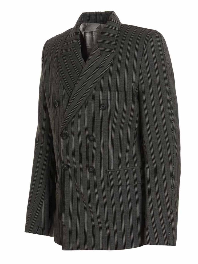 Vtmnts Tonal Double Breasted Tailored Blazer Black In Black