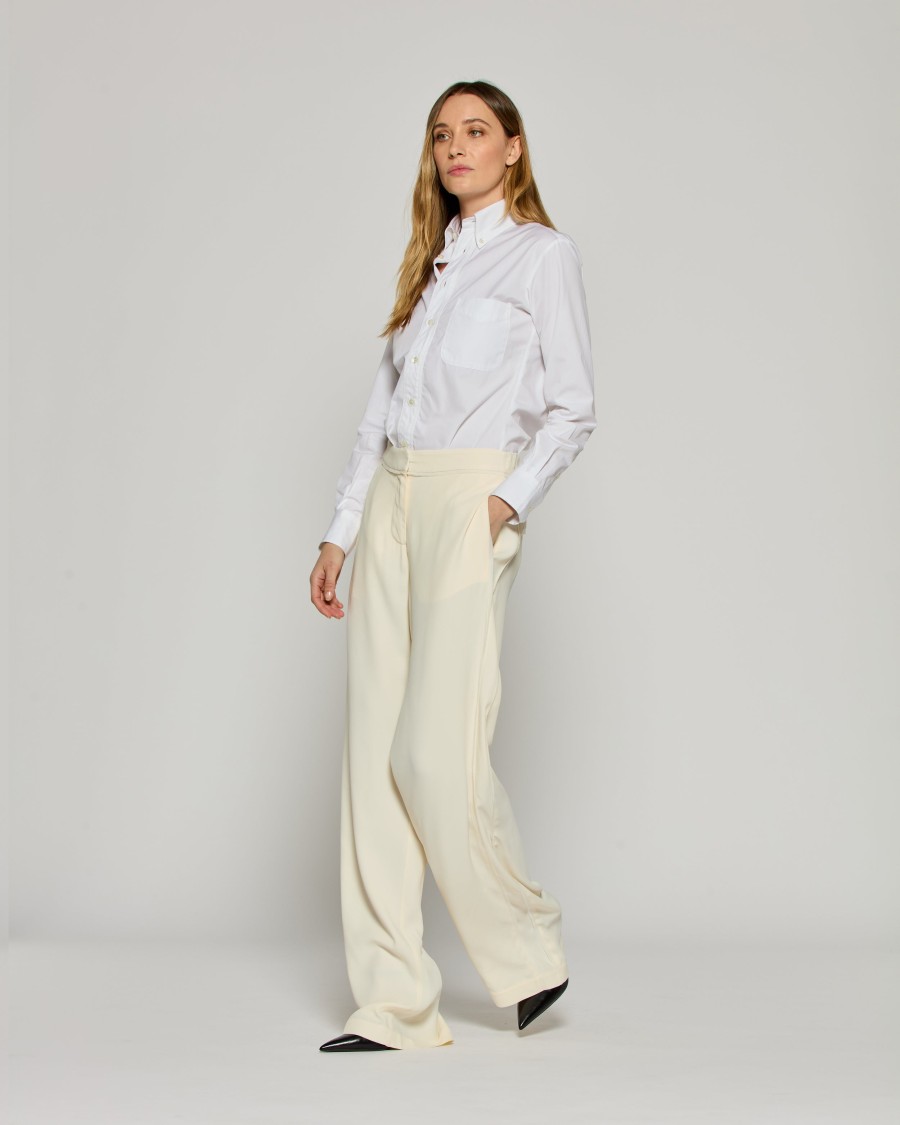 SERENA BUTE SERENA BUTE TAILORED TROUSER WITH GEORGETTE TRIM - CREAM