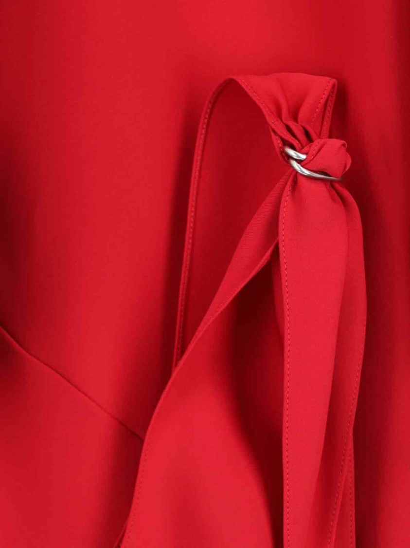 Courrèges Scarf-detail Asymmetric Minidress In Red