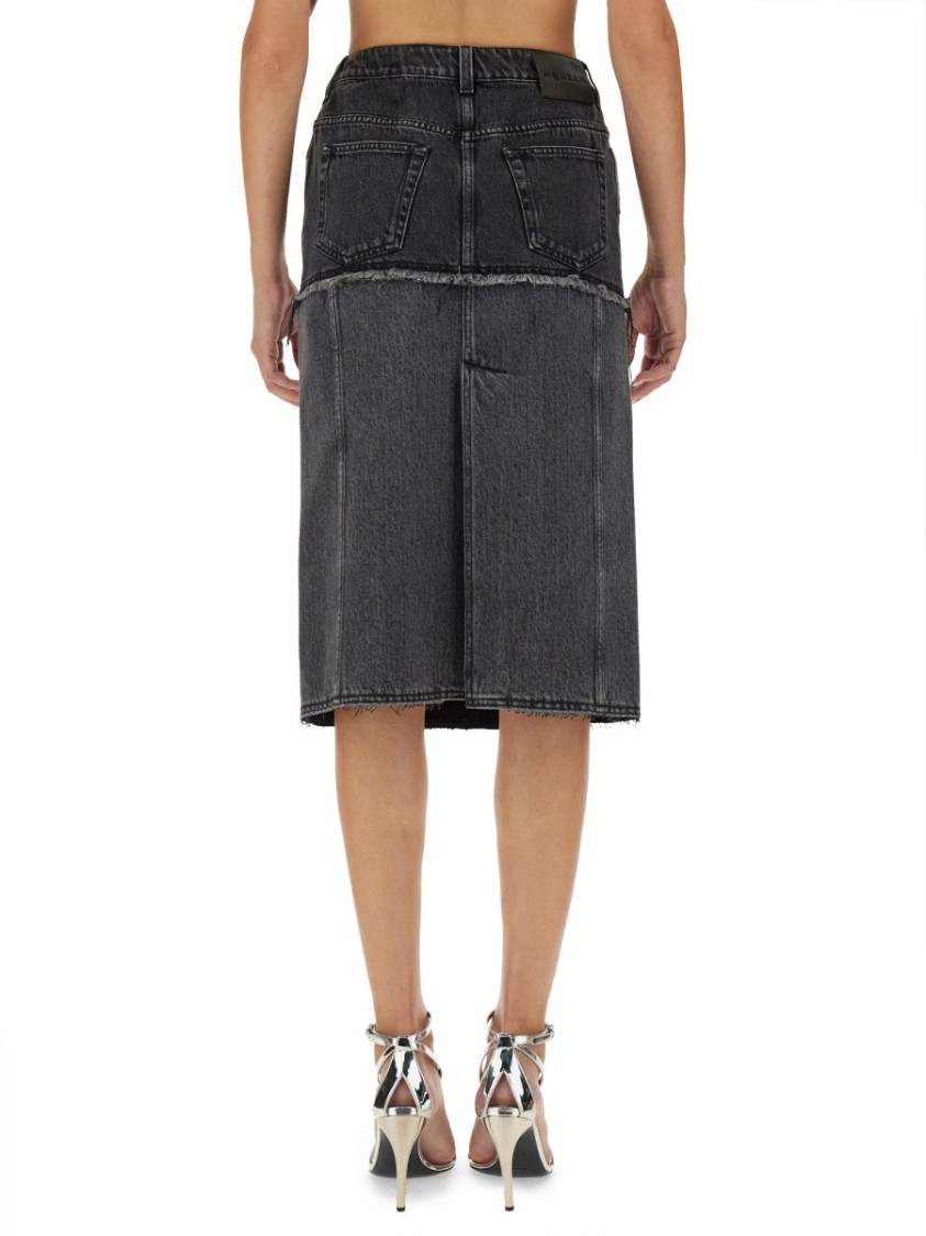 Shop Alexander Mcqueen Two-tone Denim Skirt In Grey