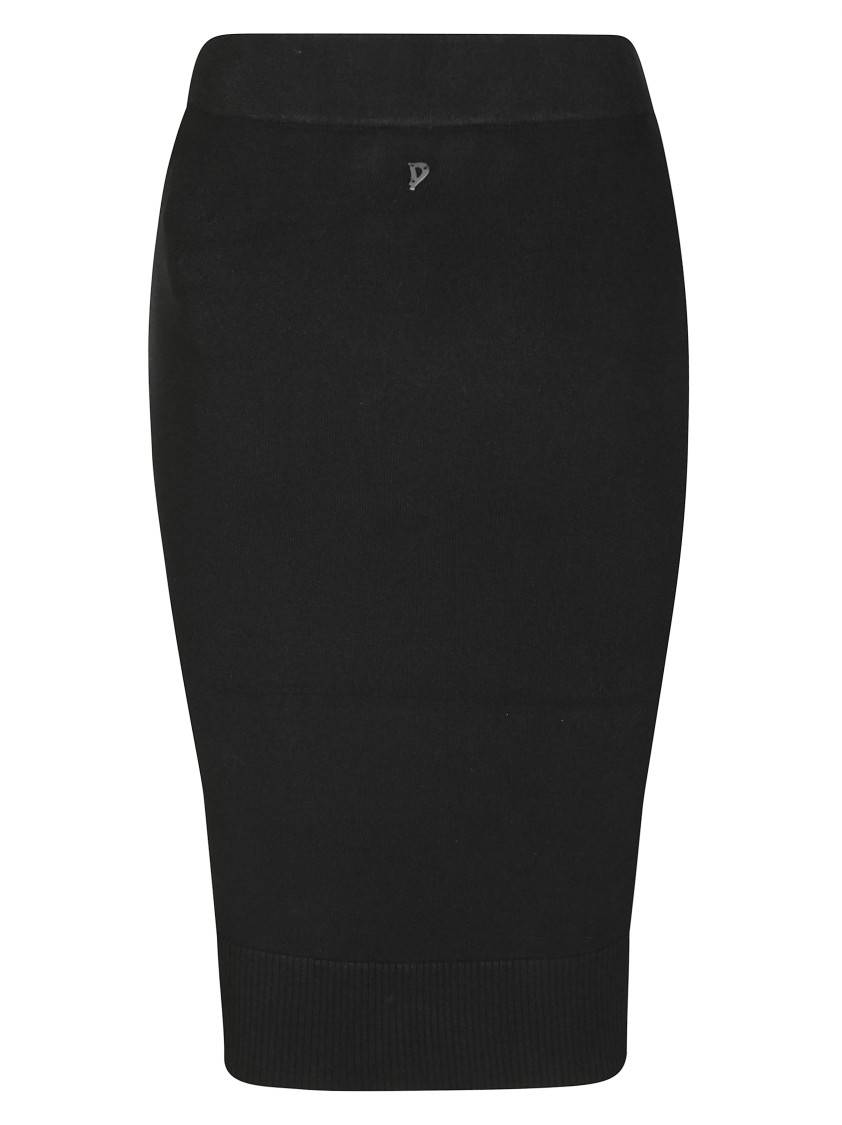 Dondup Fitted Black Skirt With Ribbed Hem In Black