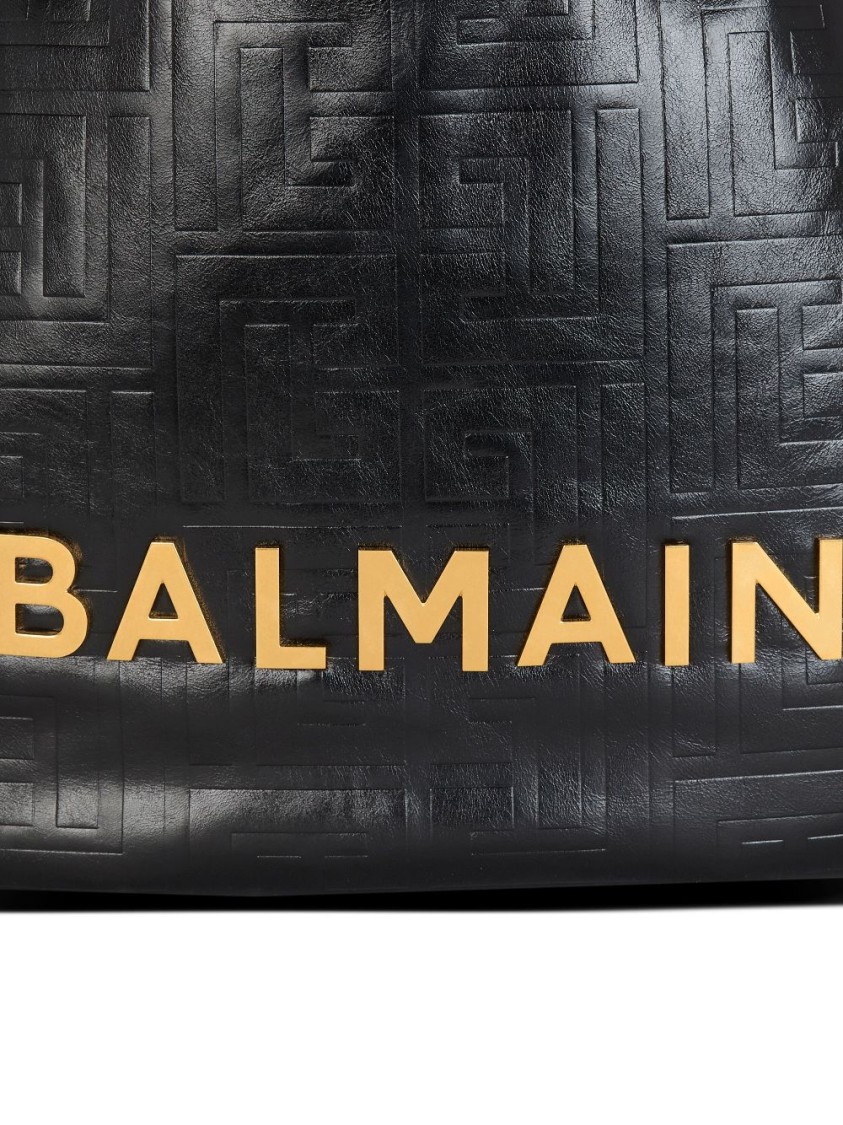 BALMAIN BALMAIN QUILTED BLACK CALF LEATHER TOTE WITH CHAIN-LINK HANDLE