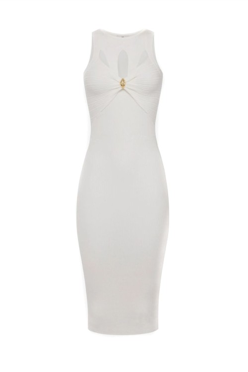 オールインワン・サロペット Elisabetta Franchi Fitted Midi Dress With Cut-Out Details Elisabetta Franchi Fitted Dress With Cut-Out Details | THE LIST