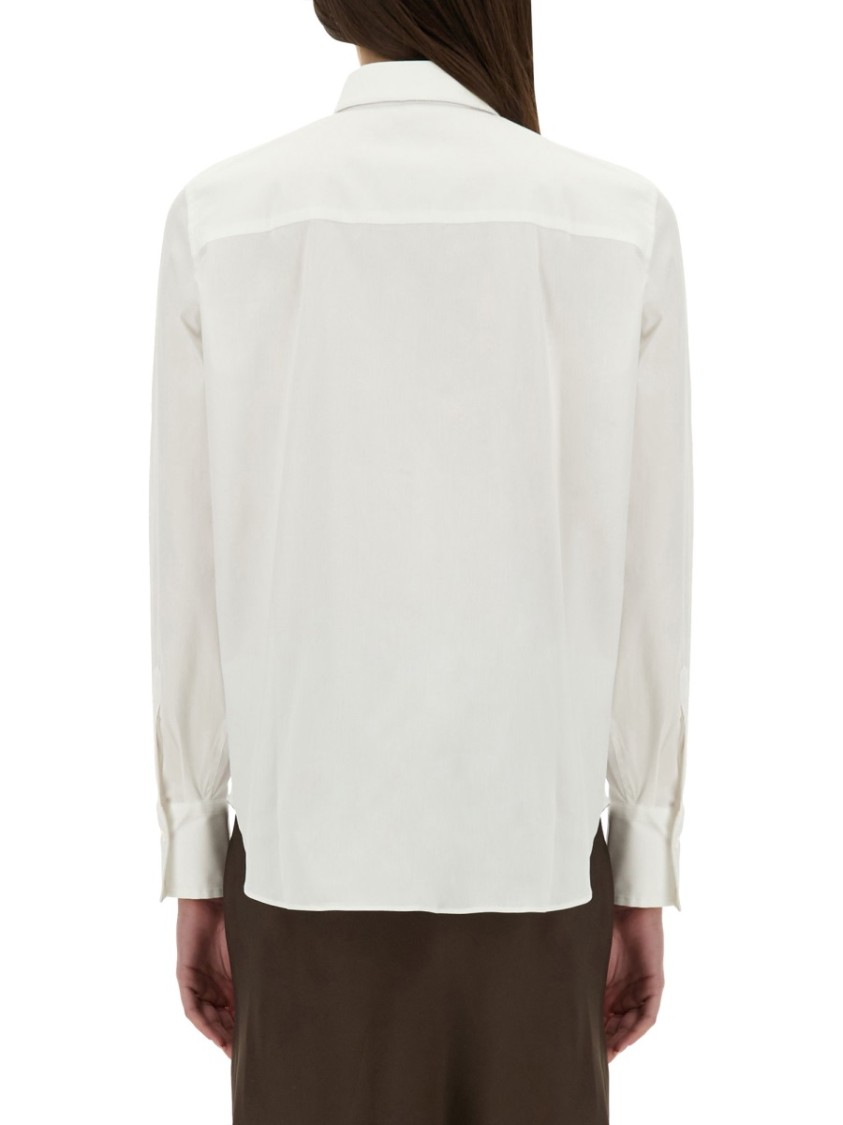 Brunello Cucinelli Women's Cotton Poplin Shirt W Monili Trim At Collar In White