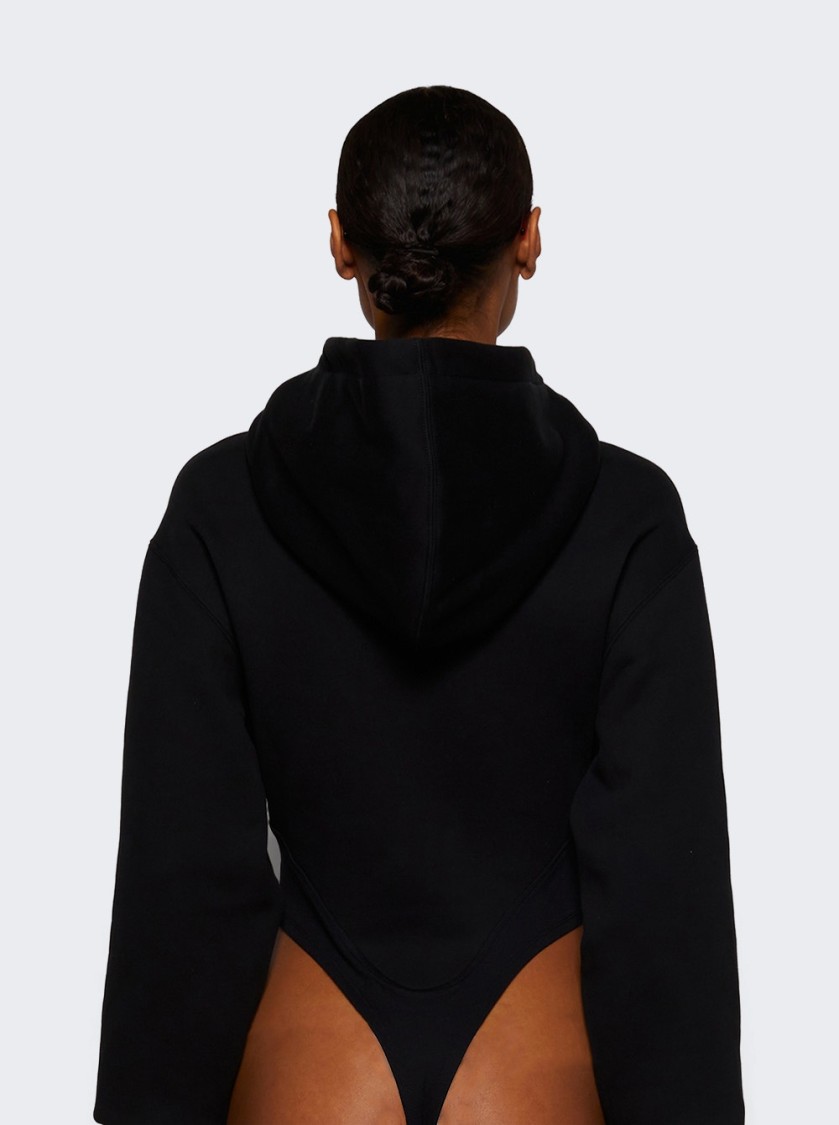 Shop Mugler Hooded Bodysuit Black