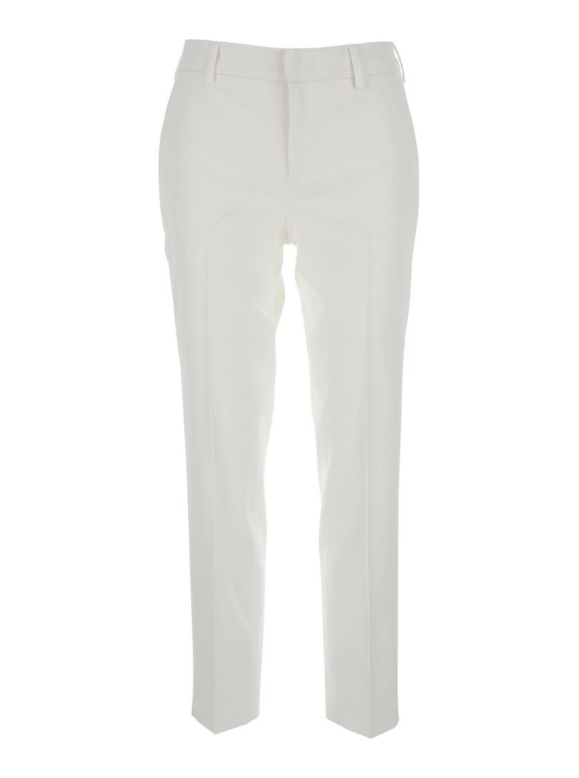 Pt Torino 'new York' White Pants With Belt Loops In Viscose Stretch Woman