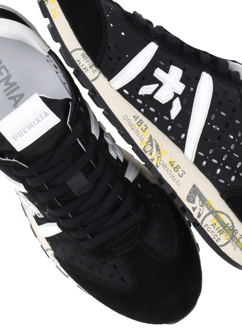 Premiata Low Top Sneakers With Contrast Heel Tab In Black