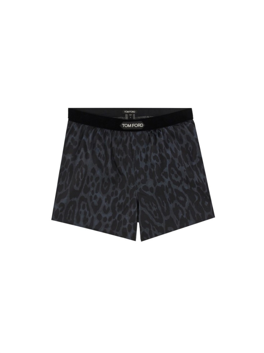 Tom Ford Leopard-print Stretch-cotton Boxers Briefs In Black