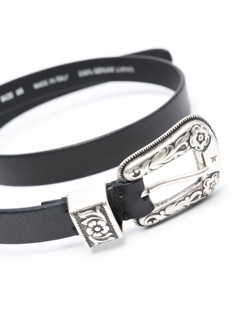 Golden Goose Db Washed Leather Belt Black In Black