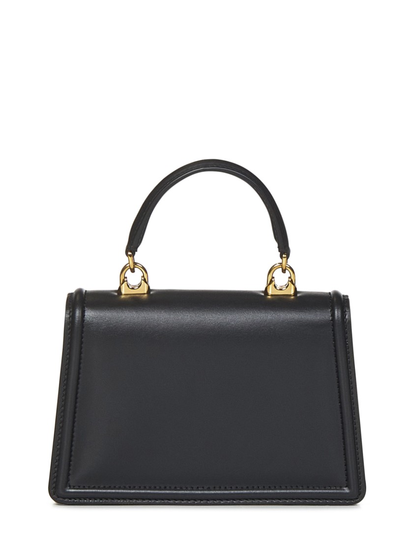 Dolce & Gabbana Structured Black Calf Leather Handbag In Black