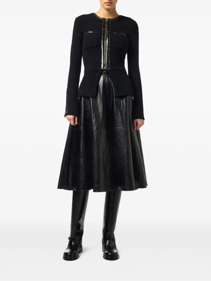 Elisabetta Franchi Flared Midi Skirt With High Waist In Black