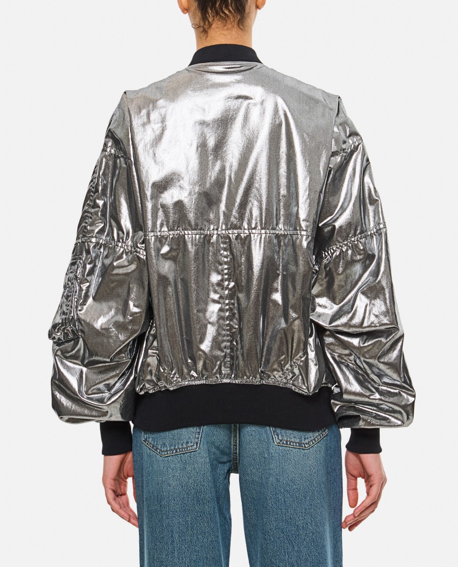 Junya Watanabe Casual Jacket With Elasticated Hem And Metallic Finish In Silver