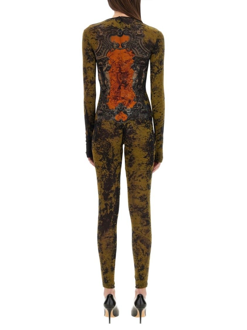 Jean Paul Gaultier Graphic Print Full-length Dress With Long Sleeves In Black