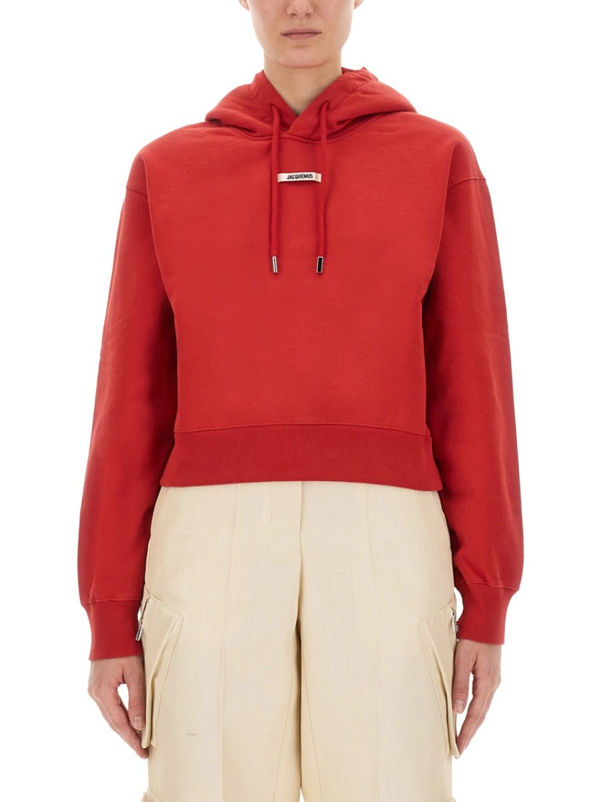 Jacquemus Hoodie With Logo Patch In Red