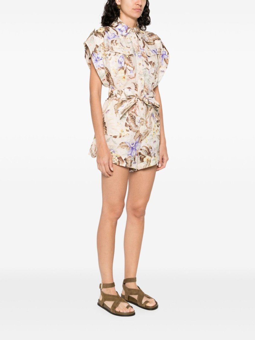 Zimmermann Coco Cuffed Playsuit In Neutral