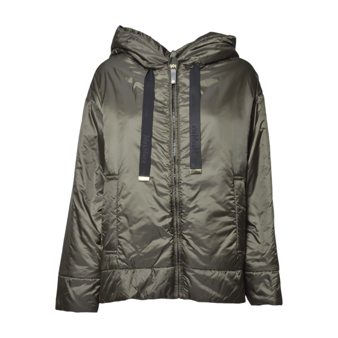 Max Mara Relaxed Fit Hooded Jacket With Adjustable Drawstrings In Gray