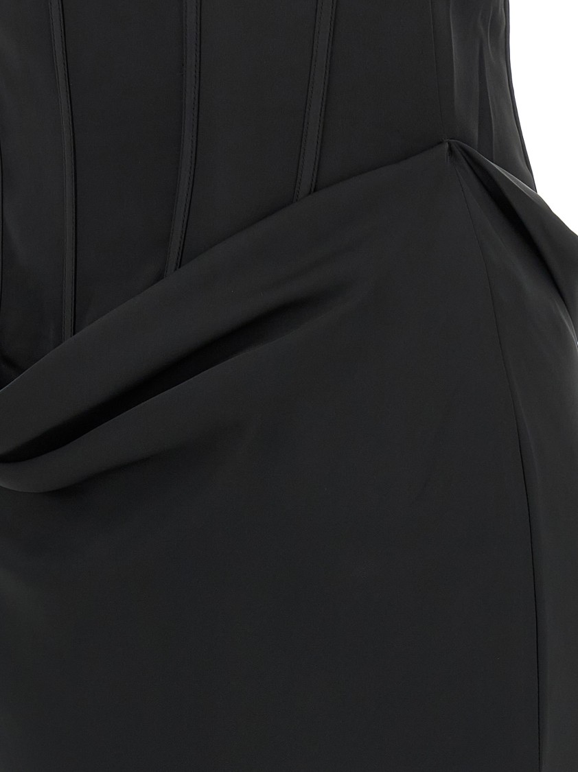 Rotate Birger Christensen Rotate Strapless Black Evening Dress With Fitted Bodice And Flowing Skirt In Black