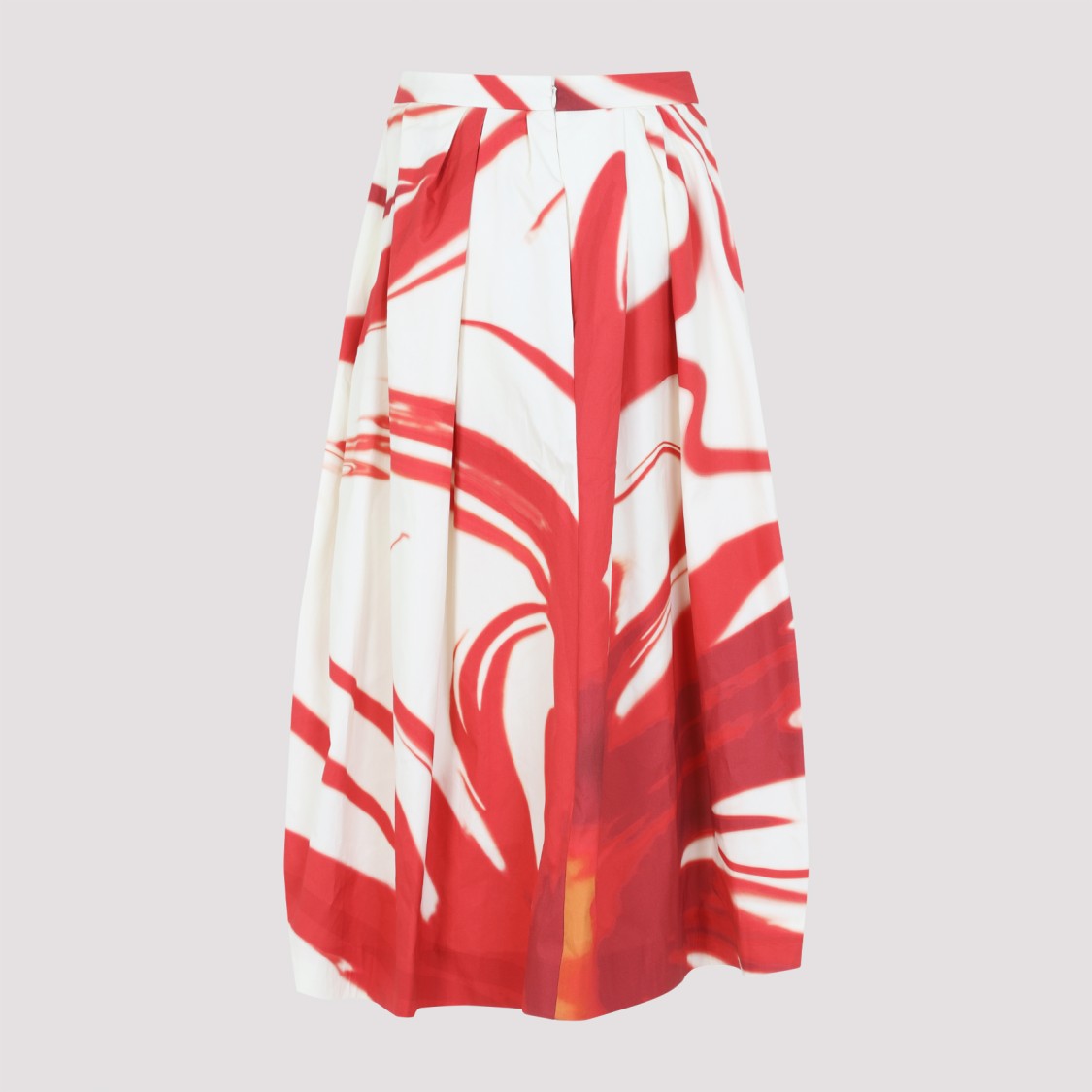 Shop Dries Van Noten Full Pleated Skirt With Abstract Pattern In Red