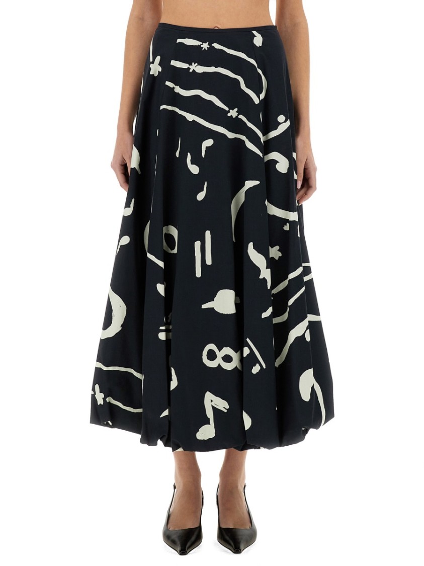 Alysi Abstract-print Maxi Skirt In Black