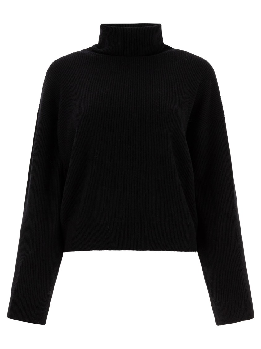 Brunello Cucinelli Ribbed Knitwear With High Turtleneck In Black