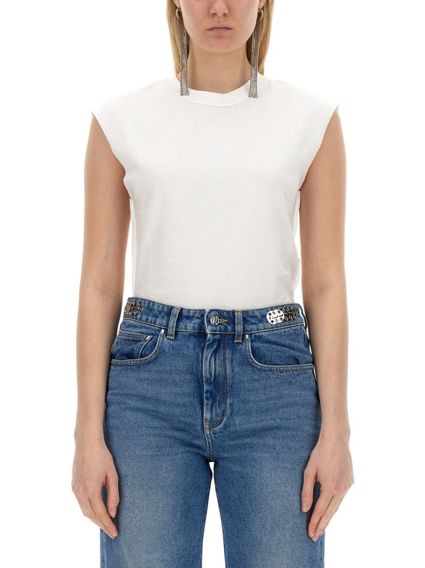 RABANNE RABANNE FITTED COTTON T-SHIRT WITH STRUCTURED SLEEVES