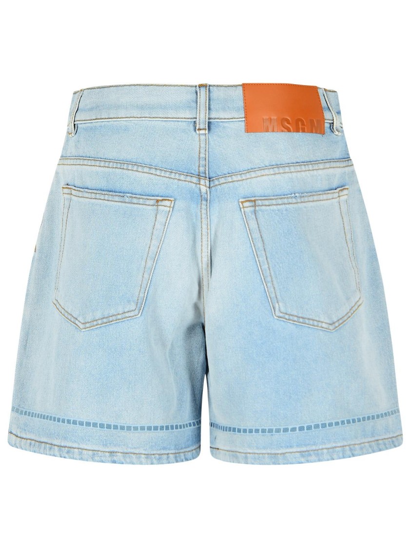 Msgm Denim Shorts With Back Pockets And Belt Loops In Blue