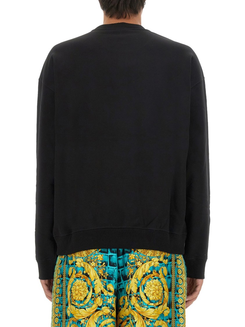 Shop Versace Sweatshirt With Logo In Black