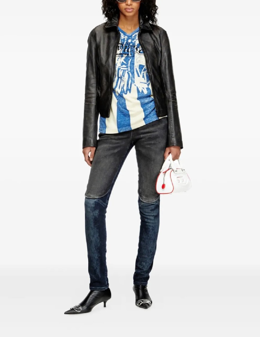 Diesel Collared Fitted Jacket Front Pockets In Black