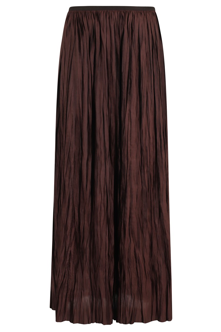 Roberto Collina Crinkled Texture Midi Pleated Sheer Overlay Skirt In Brown