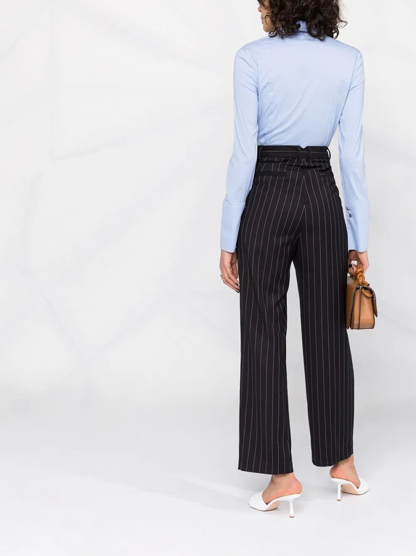 Patrizia Pepe Tailored Blue Shirt With Pointed Collar In Blue