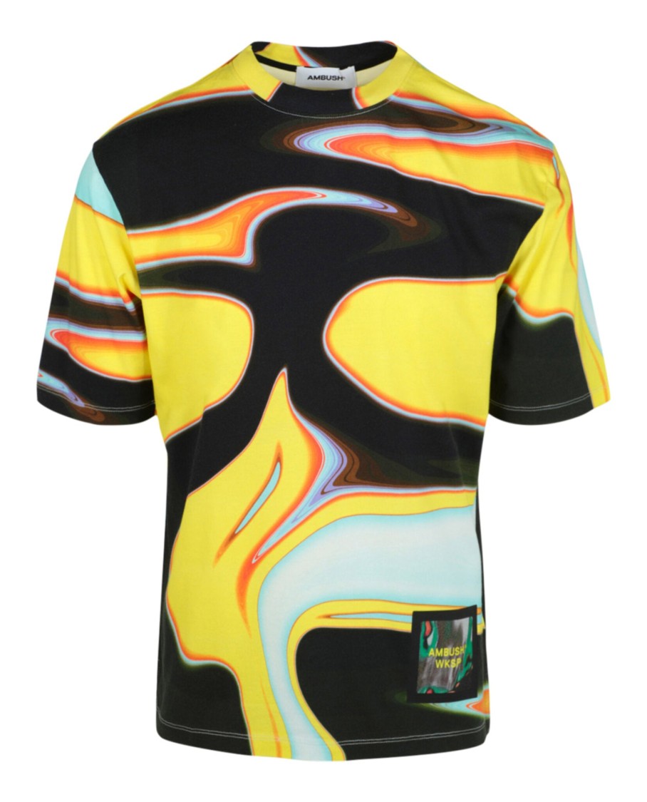 Ambush Multicolor Wskp Patch T-shirt Man T-shirt Multicolored Size Xl Cotton In Yellow