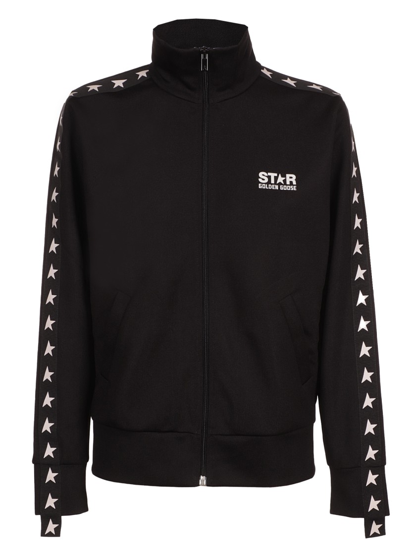 Golden Goose Deluxe Brand High-collar Sweatshirt With Star Detailing And Zipper In Black