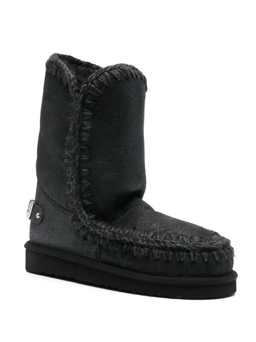 Mou Ankle Boots With Plush Sheep Leather Lining In Black