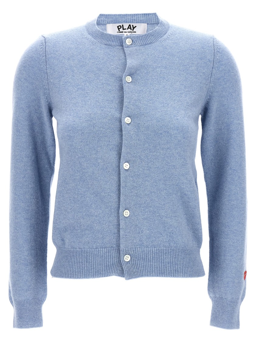 Comme Des Garçons 'small Heart' Cardigan In Blue