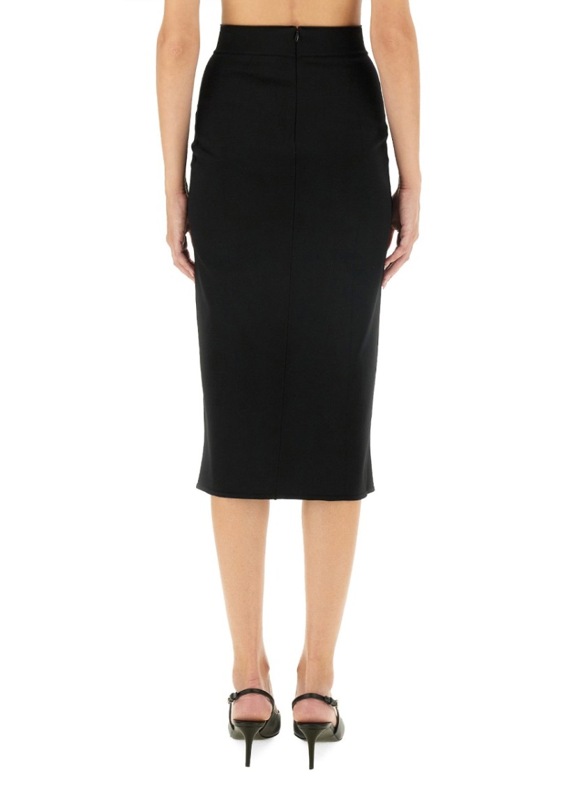 Dolce & Gabbana Gabardine Virgin-wool Midi Skirt In Black