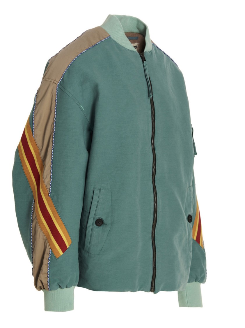 Incotex Red X Facetasm Contrast Band Bomber Jacket In Green