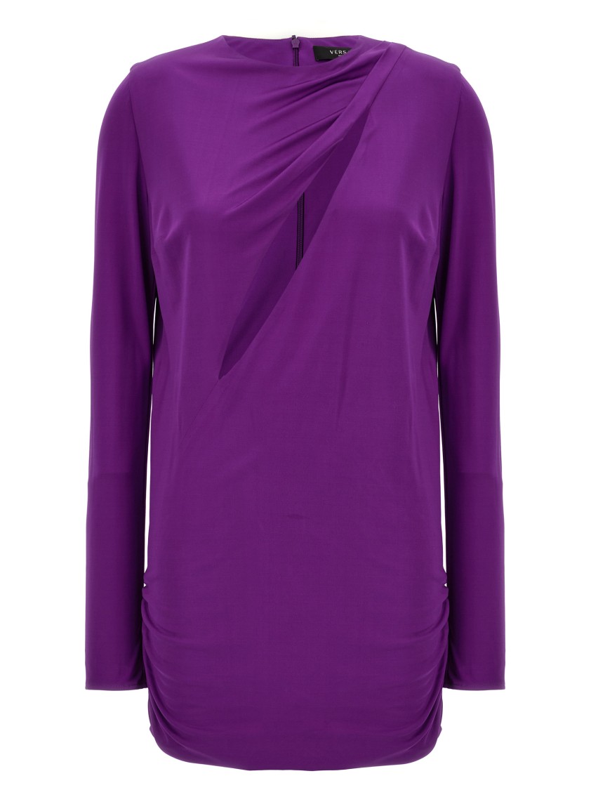 VERSACE カットアウトティテルミティトレス 74HAO977J0004 899 Versace Cut-Out Details Jersey Dress With Draped Sides | THE