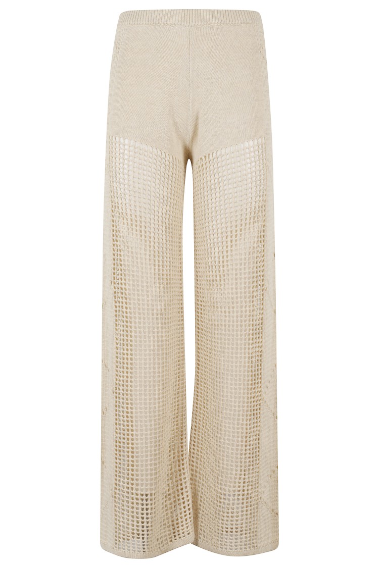 Mc2 Saint Barth Mid-rise Crochet Flare Pants With Elasticized Waistband